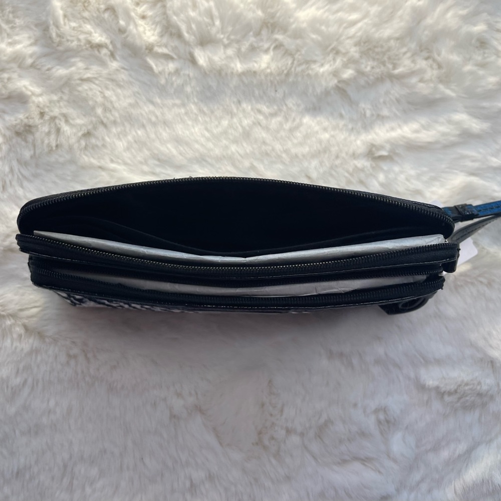 NWT Donegal Black White Double Zip Wristlet Wallet Clutch - Picture 4 of 5